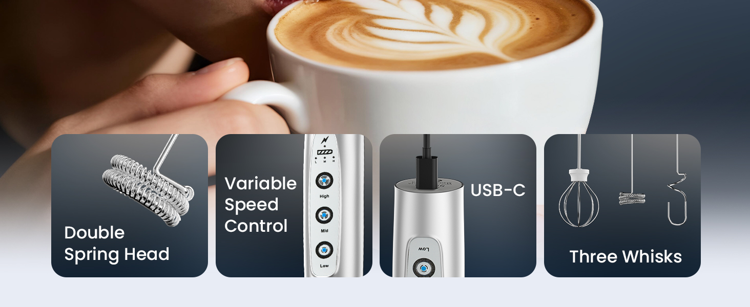 milk frothewand handheld rechargeable electric whisk drink mixer coffee hand mixer drink mixer