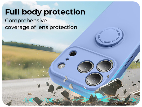 iphone 18 pro silicone case with strap ring kick stand 