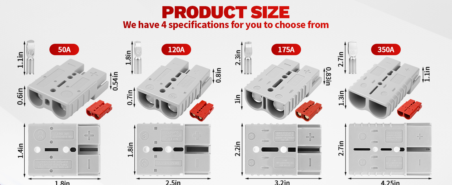 50A-600V Battery Quick Connect/Disconnect with 7/8/10/12 AWG