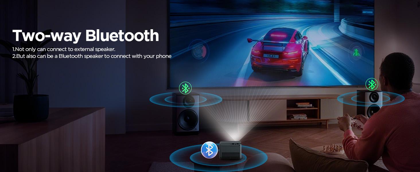 1080p 4k smart projector portable wireless indoor outdoor video projector with wifi and bluetooth