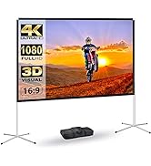 Portable Projector Screen 60inch,Movie Projection Screen,Indoor Projector Screen and Stand, 16:9 ...