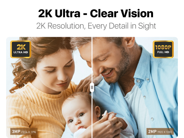 FS3 2K Ultra HD Pan Tilt Indoor WiFi Security Camera 2K resolution, sharp images guaranteed