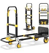 3 in 1 Convertible Hand Truck Dolly, 600Lbs Heavy Duty Folding Hand Truck Dolly Cart with Wheels,...
