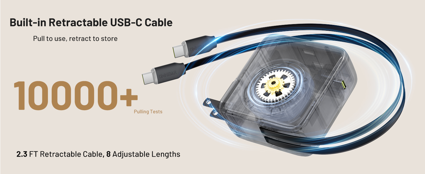 67W Retractable Wall Charger