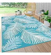 Pauwer Outdoor Rug 5'x8' Waterproof for Patios, Reversible Outdoor Plastic Straw Rug, Indoor Outd...