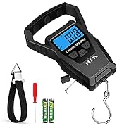 HEETA Waterproof Fish Scale Digital with Backlit LCD Display, 110lb/50kg Portable Hanging Scale F...