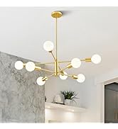 VONLUCE 8-Light Sputnik Chandelier, Gold Chandelier for Dining Room, Height Adjustable Modern Cha...