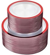 U-QE 120PCS Red Plastic Plates - Red Plates Disposable Heavy Duty - Clear Plastic Plates Set Incl...