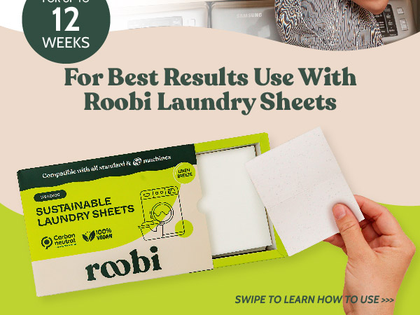 Pair with Roobi laundry sheets for enhanced freshness and effective laundry care