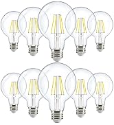 Sunco 10 Pack G25 Globe Light Bulbs LED Edison Vanity Light Bulbs for Bathroom, 3000K Warm White,...