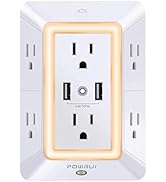 Multi Plug Outlet, Surge Protector, POWRUI 6-Outlet Extender with 2 USB Charging Ports (2.4A Tota...