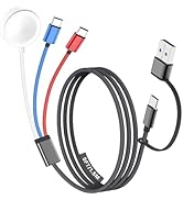 Travel Essentials for Apple Watch Charger, Multi Charging Cable for iPhone Charger, 3 in 2 USB C ...