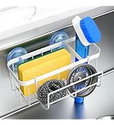HOKEMOM Kitchen Sink Organizer with Sponge Holder &amp; Multifunctional Hooks - Dual Suction Cups (18...