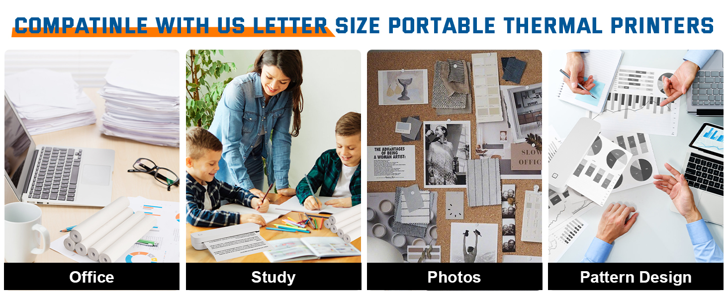 Thermal Printer Paper 8.5&amp;#39;&amp;#39;x11&amp;#39;&amp;#39; US Letter Size, 8 Rolls BPA free Quick-Dry Thermal Printer Pape