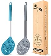 Kitchen Ladle Strainer Set of 2 Large Slotted Spoon with High Heat Resistant BPA Free Non Stick C...