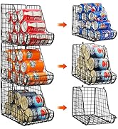 X-cosrack Stackable Can Organizer for Pantry 3Pack,Standing Dispenser Storage Bins,Metal Wire Bas...