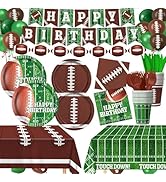 LINHAXM Football Birthday Party Decorations Kit - Includes Plates, Napkins, Cups, Banner, Balloon...