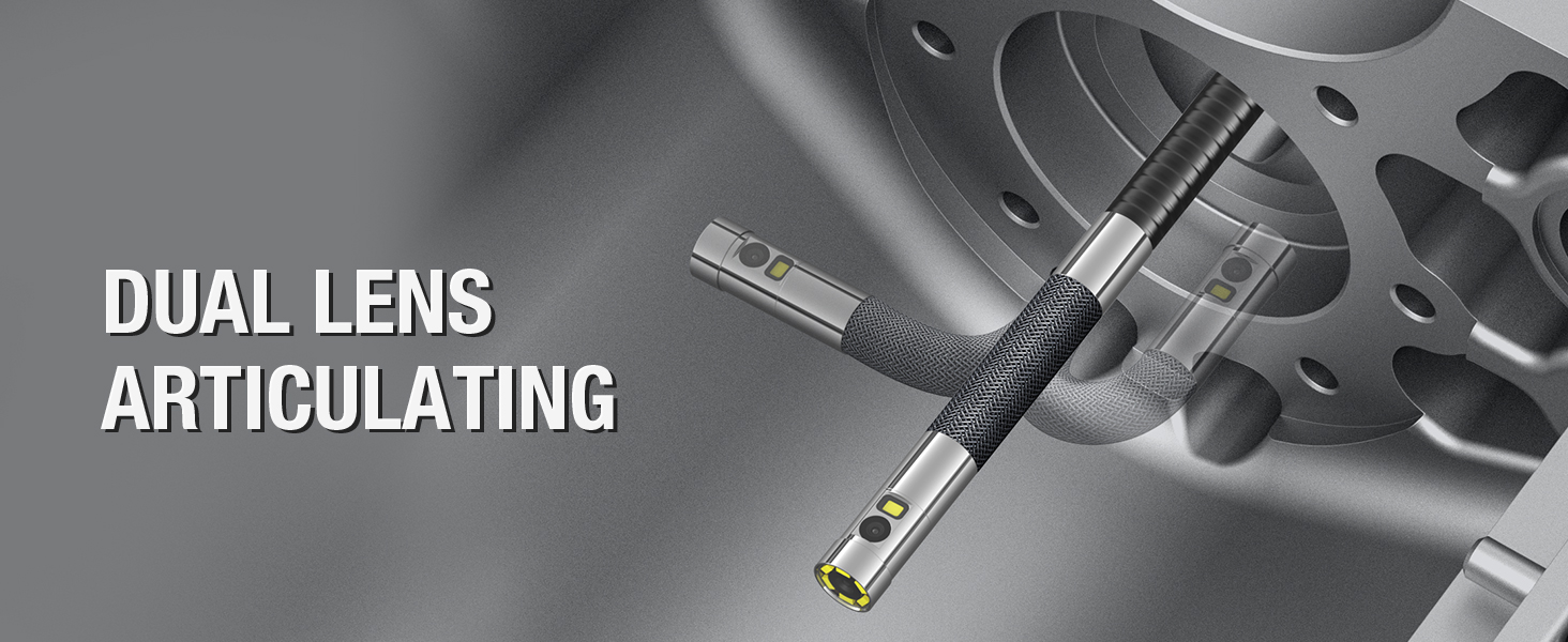 Dual Lens Articulating borescope inspection camera with light