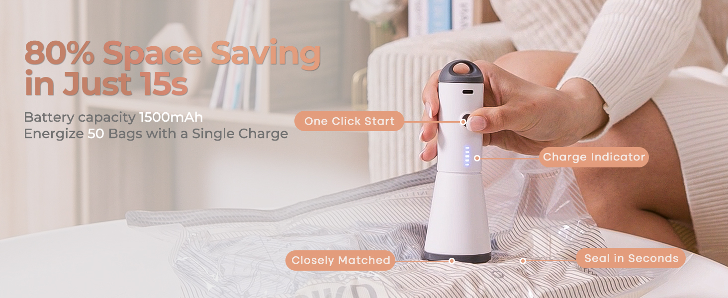 Text reads '80% Space Saving in Just 15s'. Marketing image showing storage or organization product with space-saving benefits highlighted.