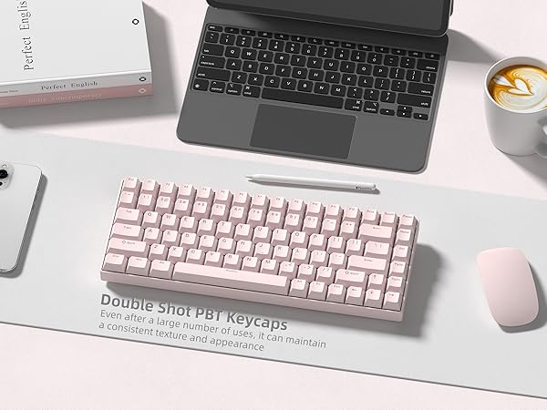 Womier Pink Shine Through Keycaps, PBT Keyboard Keycaps Cherry Profile, Custom Keycap