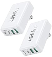 USB C Charger Block, Excgood 40W 4-Port Flat USB Wall Charger Adapter Multiport Dual PD+QC Foldab...