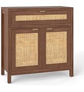 Giantex Sideboard Buffet Cabinet, Rustic Rattan Storage Cabinet w/ 2 Doors, Drawer, Adjustable Sh...
