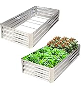 FORTUNO 2 Pcs 6×3×1 FT Galvanized Raised Garden Beds 71"x35.5"x12" Patio Ground Gardening Planter...
