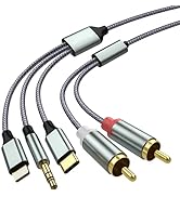 Lightning to RCA Cable Audio Aux Adapter,RCA to 3.5mm Cable,USB C to 2 RCA Audio Cable, (3 in 1 A...
