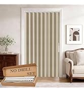 Jilron Accordion Door Curtain Set - 100% Blackout, with Curtain Rod Included, for Bedroom Privacy...