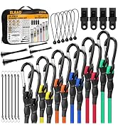 Carabiner Bungee Cords with Hooks, 28-Piece Heavy Duty Outdoor Assortment Includes 10", 18", 24",...