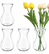 Hemobllo Bud Vases: 4pcs Clear Glass Flower Vase for Decoration, Modern Transparent Flower Arrang...