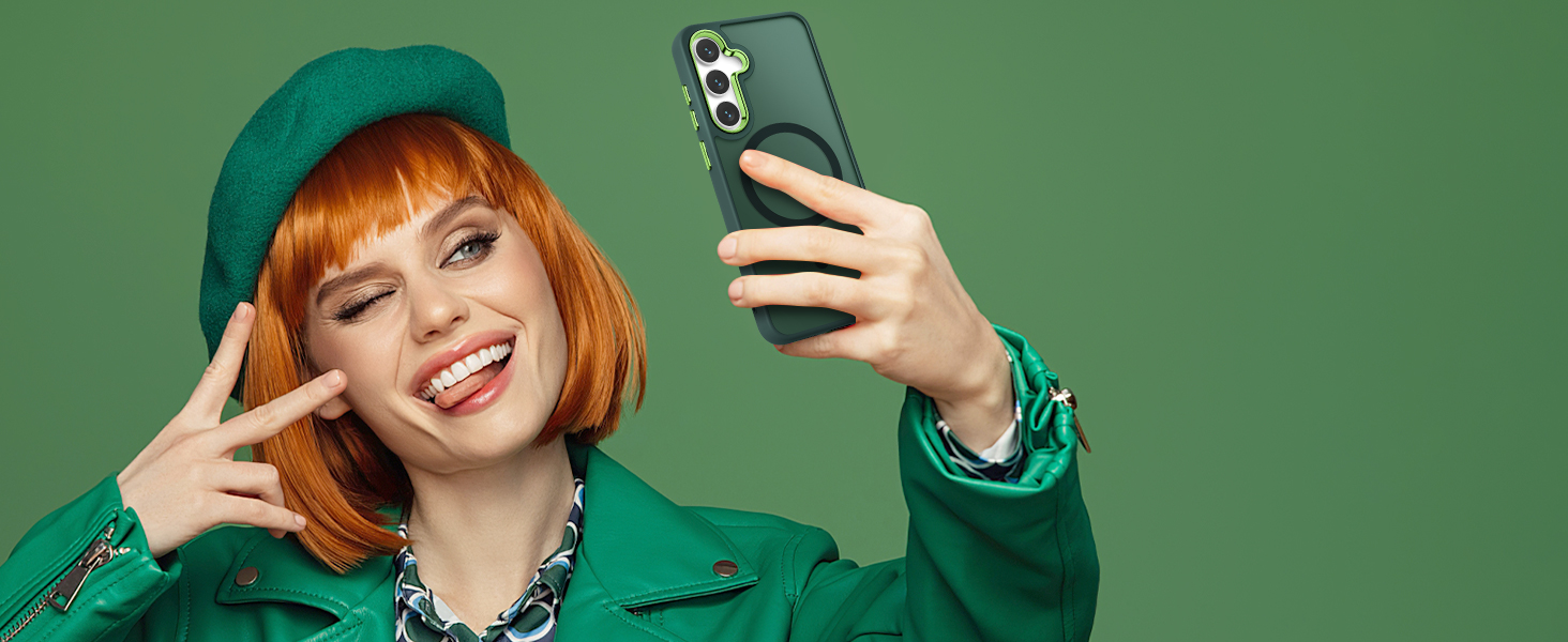 a green matte case, elegant, stylish, attractive