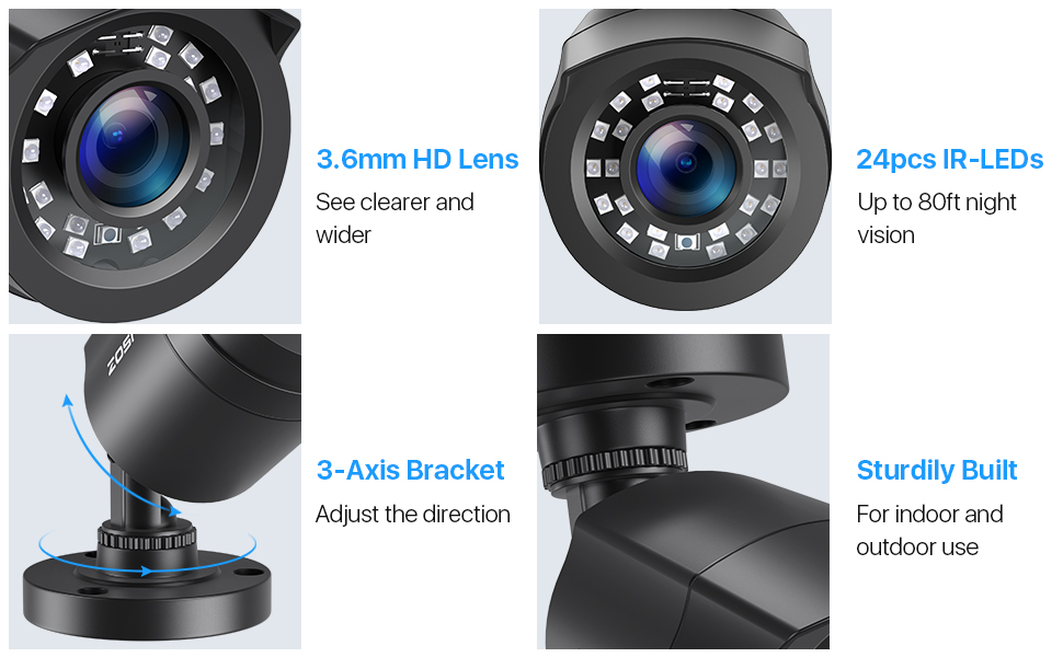 wired outdoor bullet security camera