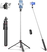 KINGJOY 67" Automatic Camera Tripod &amp; Phone Selfie Stick, Lightweight Portable Travel Tripod Stan...
