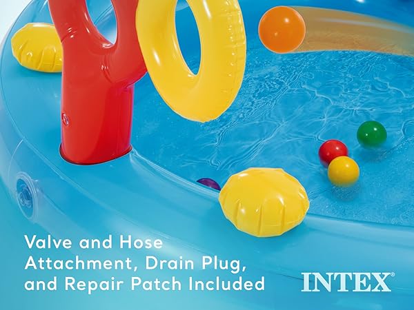 Intex 9.75 x 6.3 Foot Rainbow Slide Inflatable Pool and Water Slide Ring Center