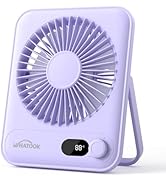 WHATOOK Small Desk Fan Personal Fans: 5000mah 25 Hours Battery Office Quiet Mini Desktop Fan Port...