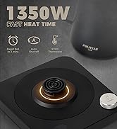 POLIVIAR Electric Gooseneck Kettle, 1350W Electric Tea Kettle Wood Pattern Handle, 34oz Pour Over...