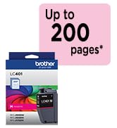 Brother Genuine LC401M Standard Yield Magenta Ink: Up to 200 pages*
