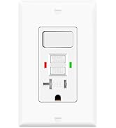 GFCI Outlet with Light Switch, 20 Amp Self-Test GFI Electrical Switch Outlet Combo with Tamper-Re...