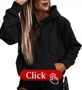 SHEWIN Women's Casual Hoodies Long Sleeve Solid Lightweight Pullover Tops Loose Sweatshirt with P...