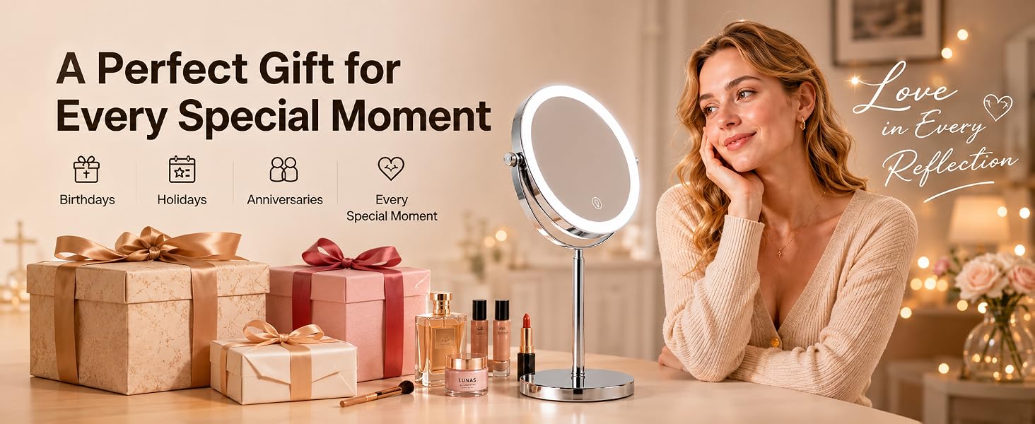 lighted makeup mirror with magnification