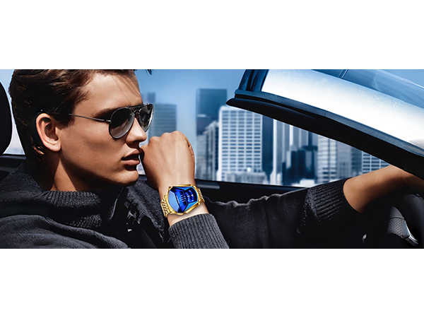 Creative Fashion Blue LED Binary Digital Watches Men's Stainless Stee