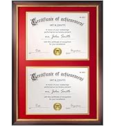 Yaetm Double Diploma Frame 14x20 with Mat for Two 8.5x11 Certificates/Degrees, Shatter-Resistant ...