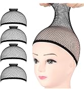 Wig Caps, FANDAMEI 4PCS Wig Caps Mesh Net Open End, Black Wig Cap for women, Nylon Mesh Wig Caps ...