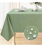 smiry Rectangle Linen Tablecloth, Waterproof Spillproof Anti-Wrinkle Burlap Table Cloth, Washable...