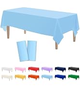 Kopokita 2PCS Light Blue Plastic Tablecloths 54 x 108 Inch, Disposable Table Cloths Rectangle Par...