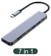 USB C Hub Multiport Adapter, 7-in-1 USB C to 4K HDMI/SD &amp; TF Card Reader/USB 3.0 &amp; 2.0/PD 100W Ch...