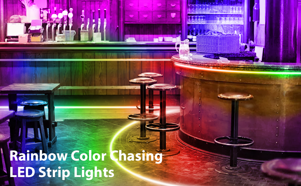 rainbow color chasing led party lights