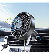 USB Car Fan with Hook Mount - Quiet High-Speed Brushless Motor, Secure Vent Clip Portable Fan for...