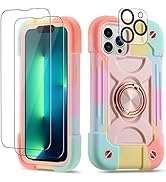 COOKIVER for iPhone 13 Pro Max Case 6.7 Inch with Ring Stand, With 2 Pack Glass Screen Protector ...